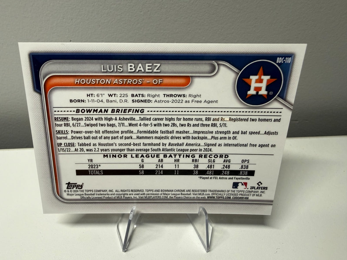 Luiz Baez 2024 Bowman Draft Chrome Sapphire Orange Refractor /25 #BDC-110 Astros