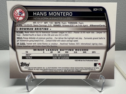 Hans Montero 2023 Bowman Chrome 1st Mojo Refractor #BCP-173 Yankees