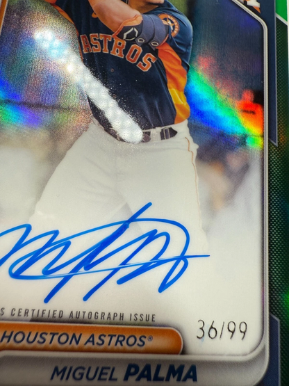 Miguel Palma 2024 Bowman Chrome 1st Green Refractor Auto /99 #CPA-MP Astros
