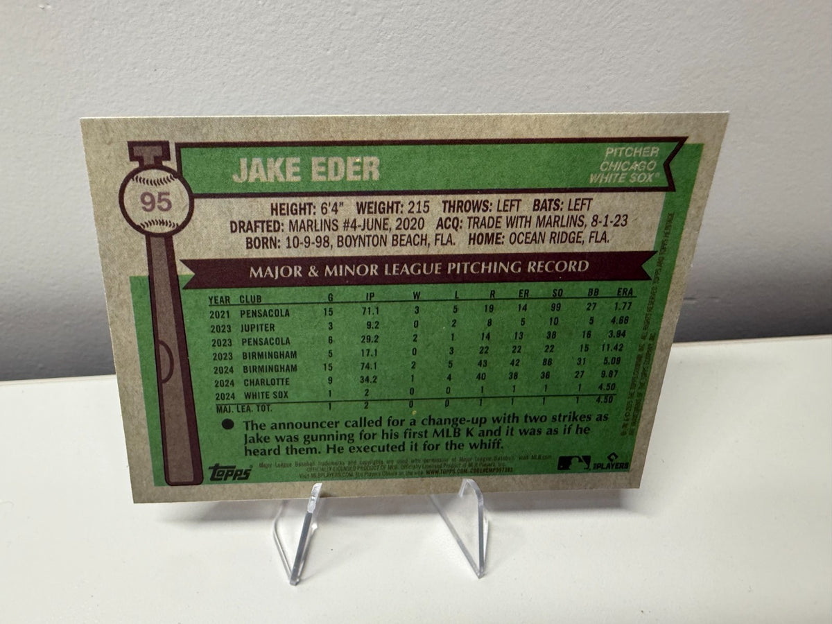 Jake Eder 2025 Topps Heritage Black Border RC /76 #95 White Sox