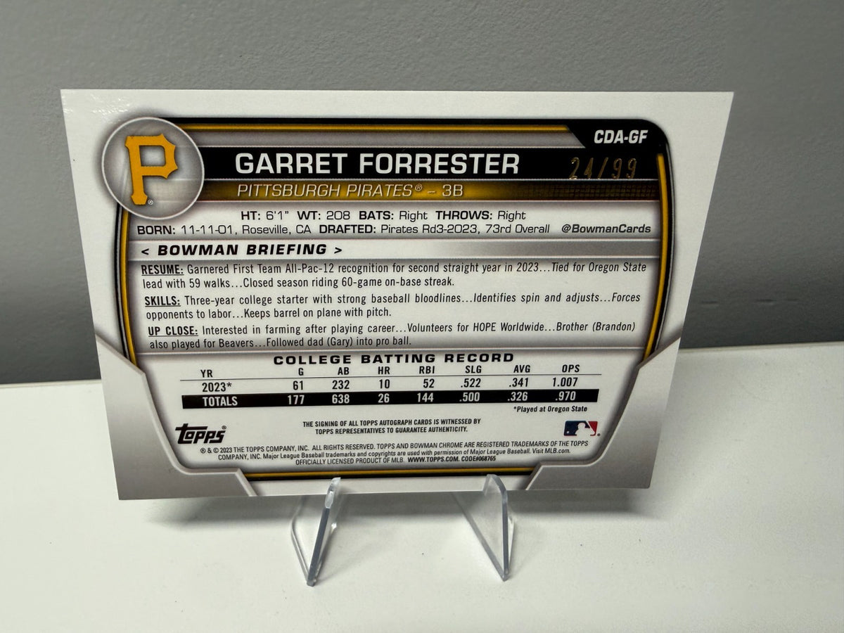 Garret Forrester 2023 Bowman Draft Chrome 1st Green Refractor Auto /99 #CDA-GF