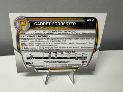Garret Forrester 2023 Bowman Draft Chrome 1st Green Refractor Auto /99 #CDA-GF