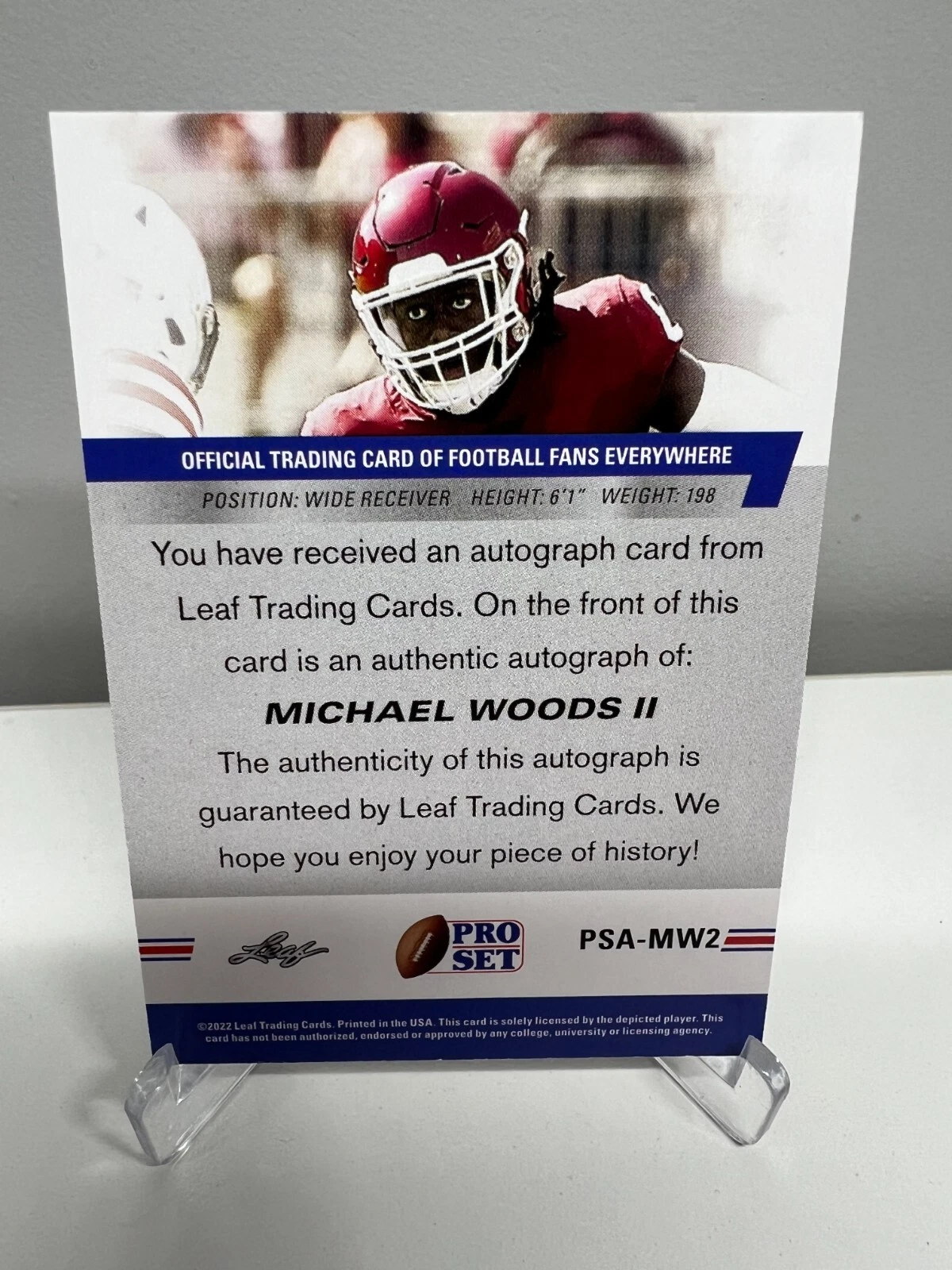 Michael Woods II 2022 Leaf Pro Set Draft XRC Rookie Auto #PSA-MW2 Oklahoma