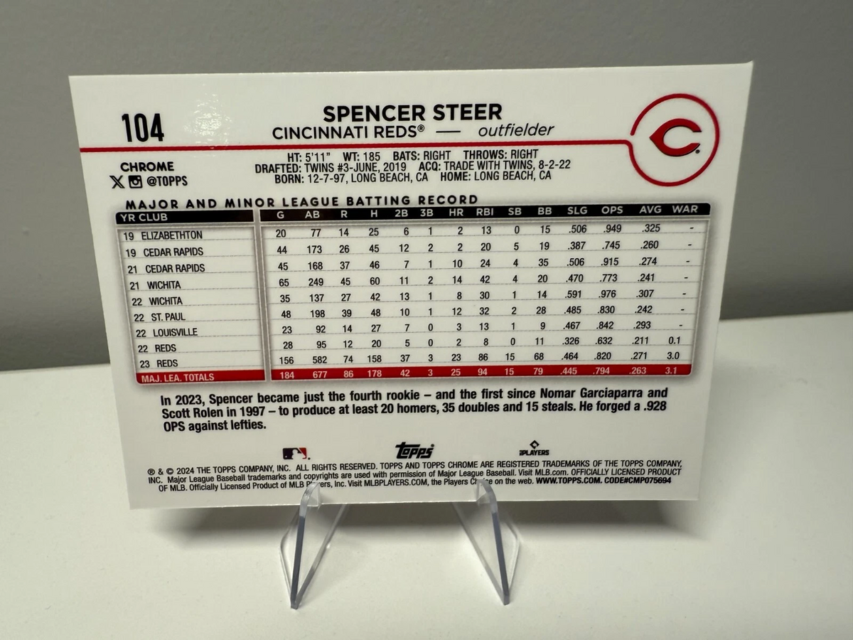 Spencer Steer 2024 Topps Chrome Pink Refractor #104 Reds