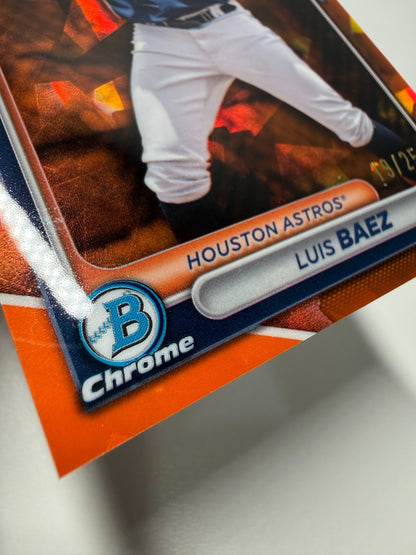 Luiz Baez 2024 Bowman Draft Chrome Sapphire Orange Refractor /25 #BDC-110 Astros