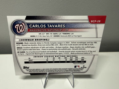 Carlos Tavares 2025 Bowman Chrome 1st Green Geometric Refractor /99 #BCP-28