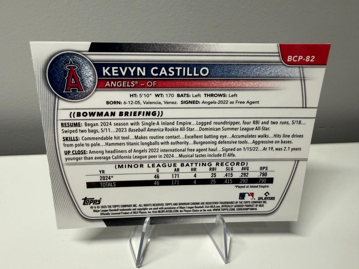 Kevyn Castillo 2025 Bowman Chrome 1st Lava Refractor /399 #BCP-82 Angels