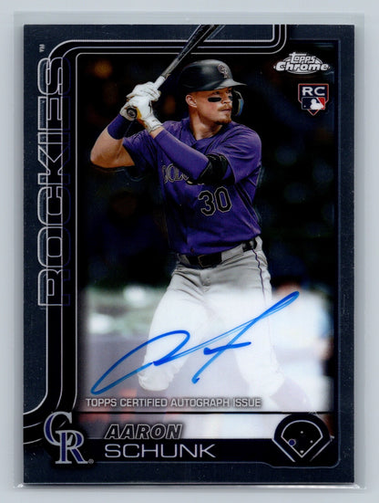 Aaron Schunk 2025 Topps Chrome Auto RC #RA-AS Rockies