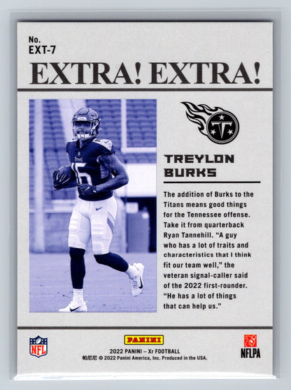 Treylon Burks 2022 Panini - Xr Extra Extra Insert Red RC /149 #EXT-7 Titans