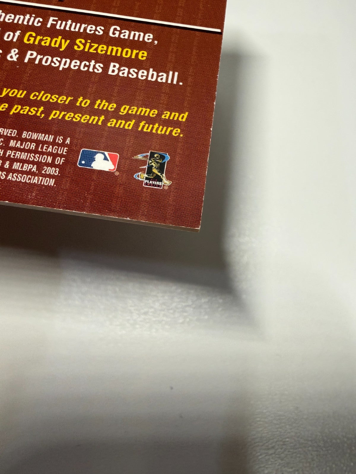 Grady Sizemore 2003 Bowman Draft Picks Fabric of the Future Relics #FF-GS