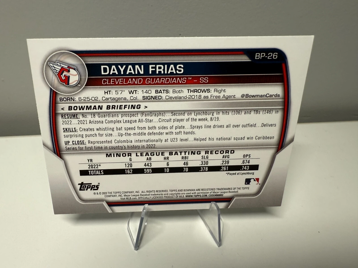 Dayan Frias 2023 Bowman 1st Paper Sky Blue /499 #BP-26 Guardians