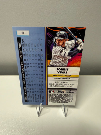 Jorbit Vivas 2025 Topps Chrome Cosmic Red Flare Refractor RC /5 #92 Yankees
