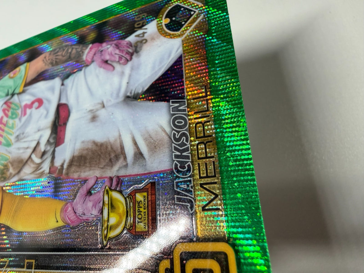 Jackson Merrill 2025 Topps Chrome Green Wave Refractor /99 #61 Padres