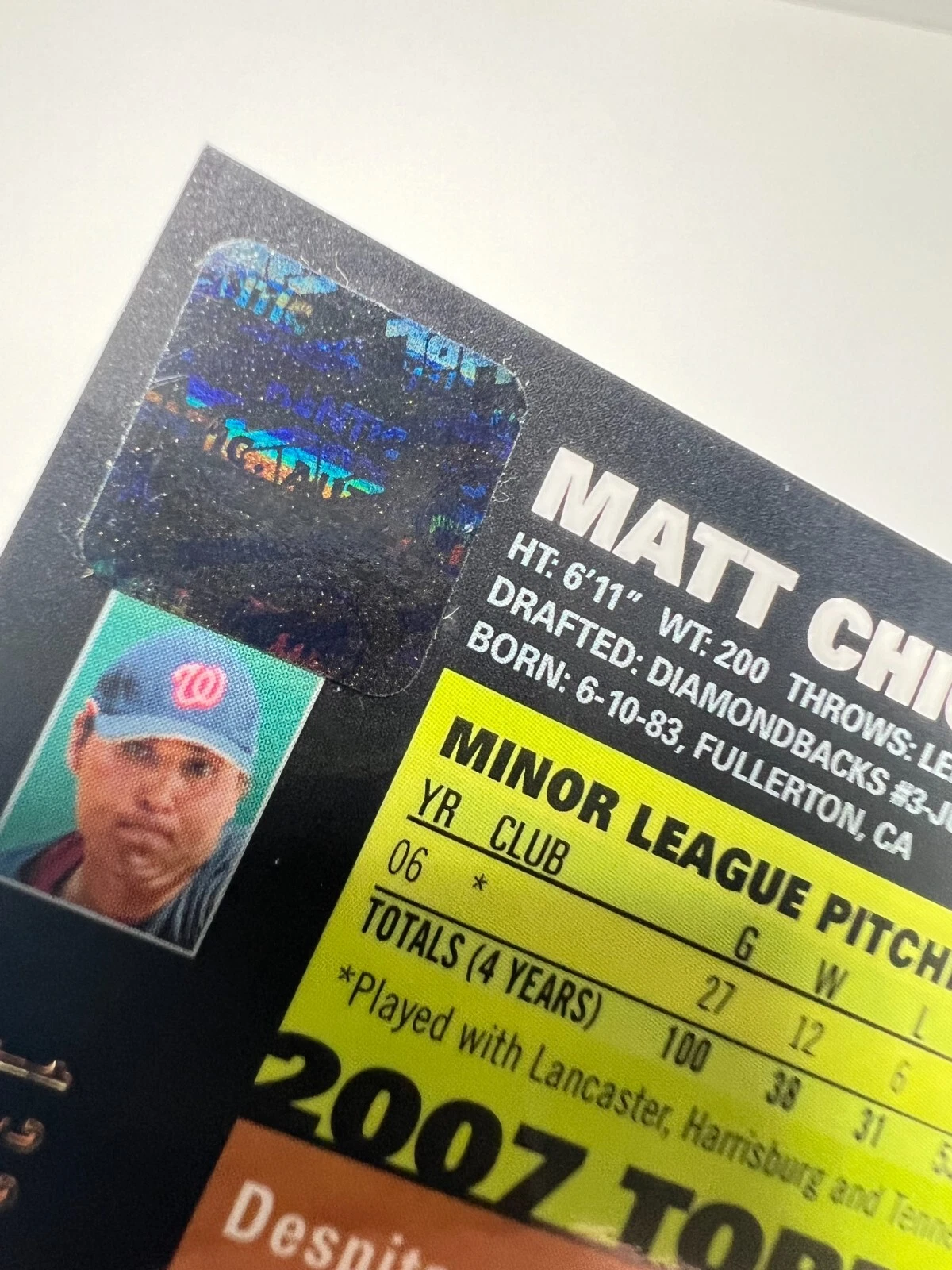 Matt Chico 2007 Topps Chrome White Refractor Auto /200 #338 Nationals