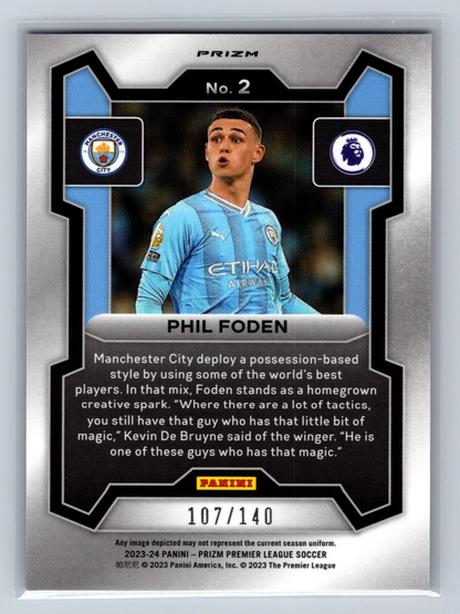 Phil Foden 2023-24 Panini Prizm Premier League Purple Mosaic Prizm /140 #2