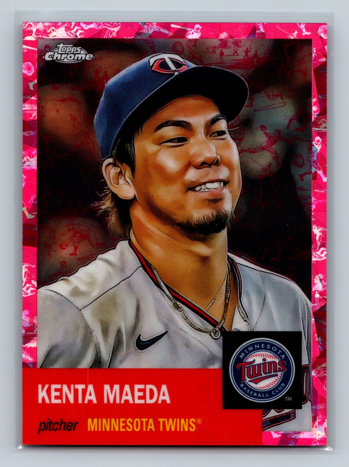 Kenta Maeda 2022 Topps Chrome Platinum Anniversary Fuchsia Toile /100 #498 Twins