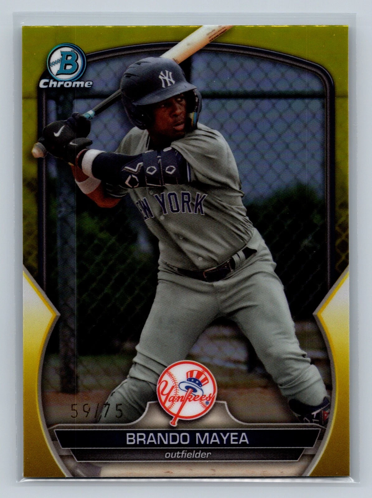 Brando Mayea 2023 Bowman Draft Chrome Yellow Refractor /75 #BDC-66 Yankees