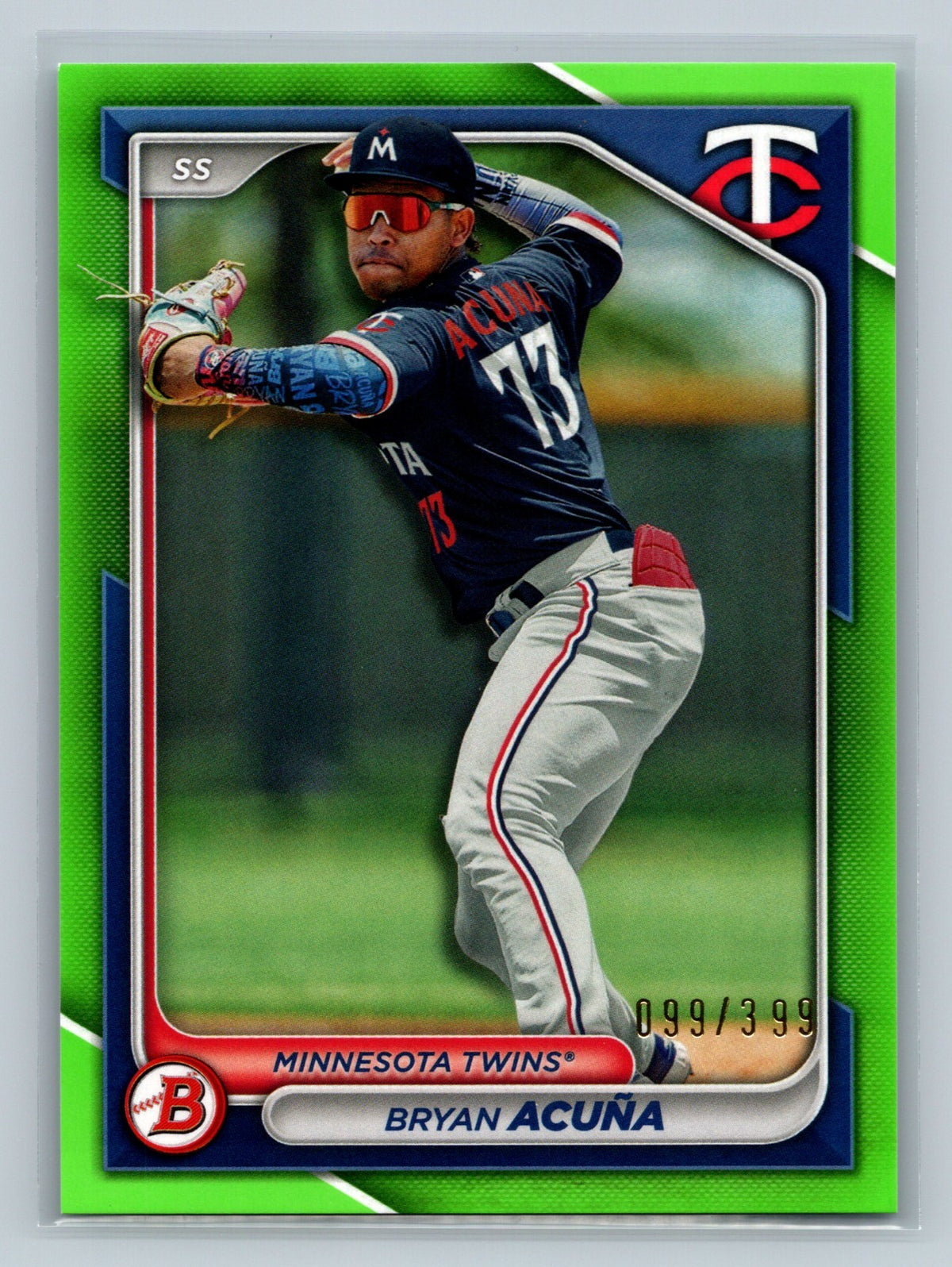 Bryan Acuna 2024 Bowman Paper Prospect Neon Green /399 #BP-4 Twins