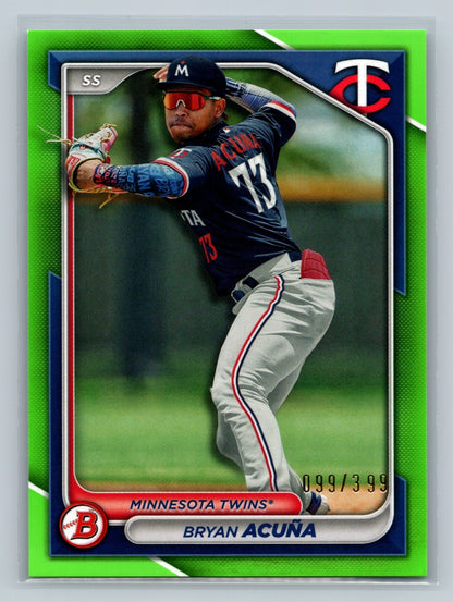 Bryan Acuna 2024 Bowman Paper Prospect Neon Green /399 #BP-4 Twins