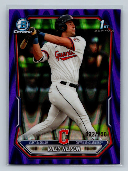 Riley Nelson 2026 Bowman Chrome 1st Purple RayWave Refractor /250 #BCP-124