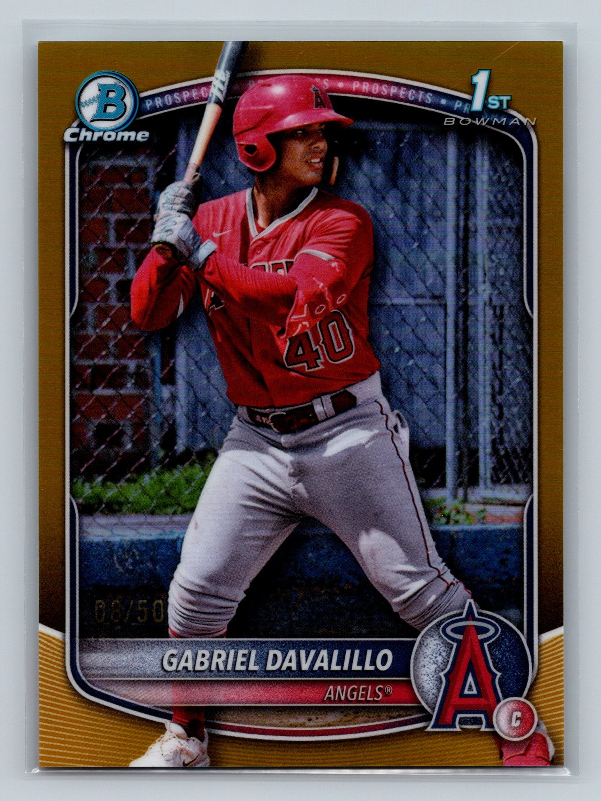Gabriel Davalillo 2025 Bowman Chrome 1st Gold Refractor /50 #BCP-178 Angels
