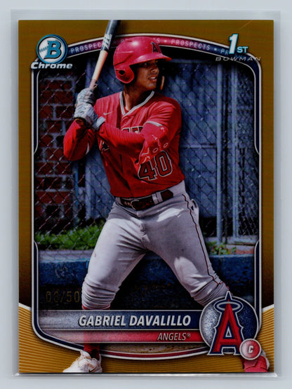 Gabriel Davalillo 2025 Bowman Chrome 1st Gold Refractor /50 #BCP-178 Angels