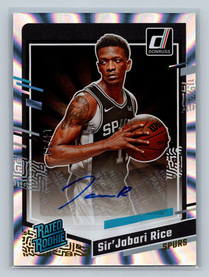 Sir Jabari Rice 2023-24 Panini Donruss Holo Laser Signatures Auto /99 #289 Spurs