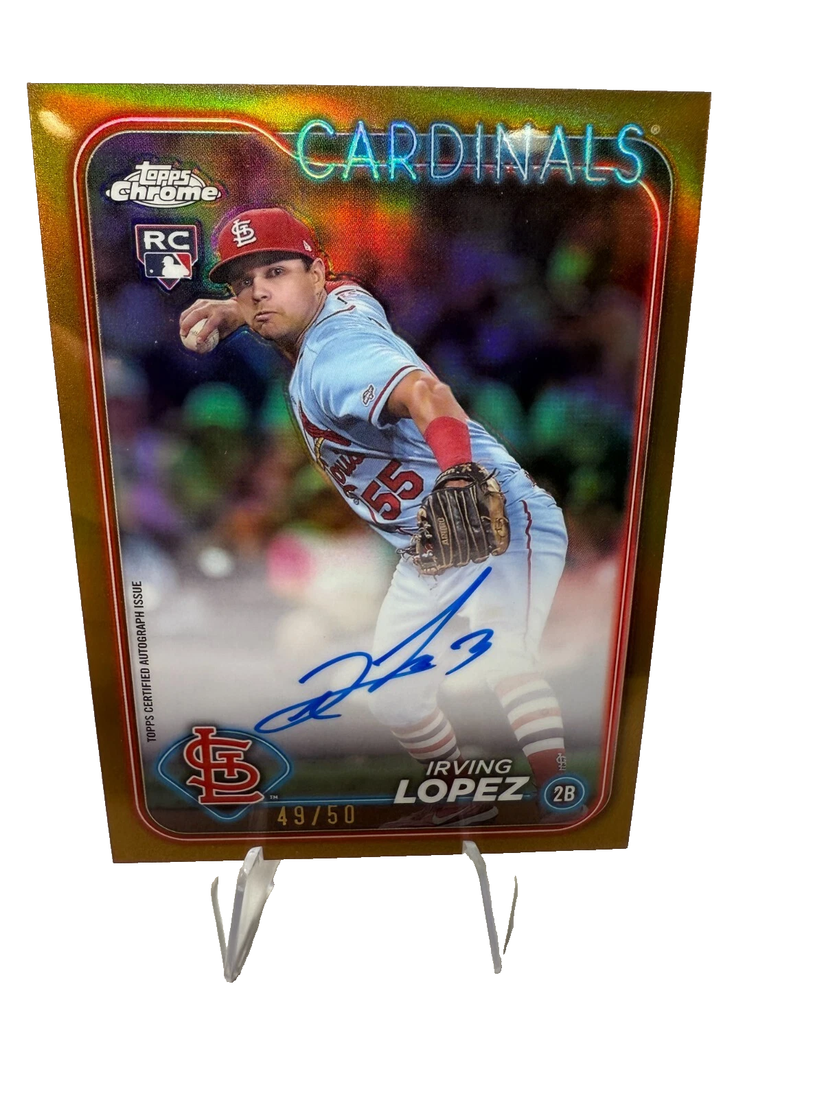 Irving Lopez 2024 Topps Chrome Update Gold Refractor Auto RC /50 #RA-IL