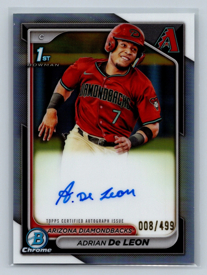 Adrian De Leon 2024 Bowman Chrome 1st Refractor Auto /499 #CPA-ADC Diamondbacks
