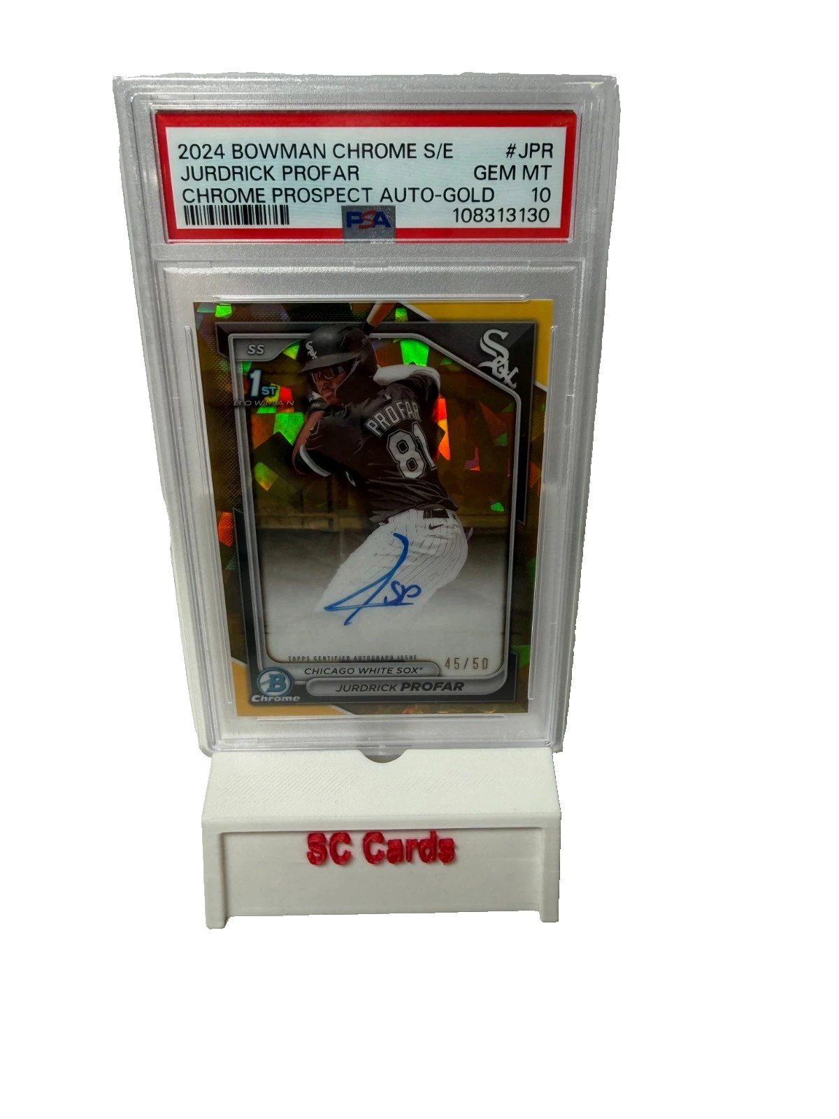 Jurdrick Profar 2024 Bowman Chrome 1st Sapphire Gold Auto /50 PSA 10 GEM MINT