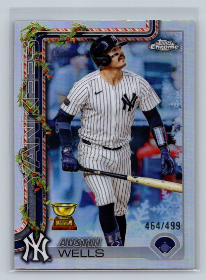 Austin Wells 2025 Topps Holiday Chrome Refractor /499 #HC56 Yankees