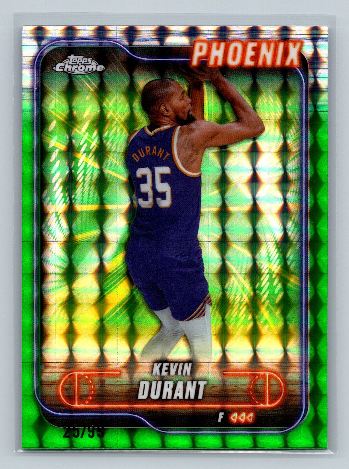 Kevin Durant 2024-25 Topps Chrome Green Geometric Refractor /99 #101 Suns