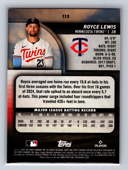 Royce Lewis 2025 Topps Stadium Club Red Foil #113 Twins