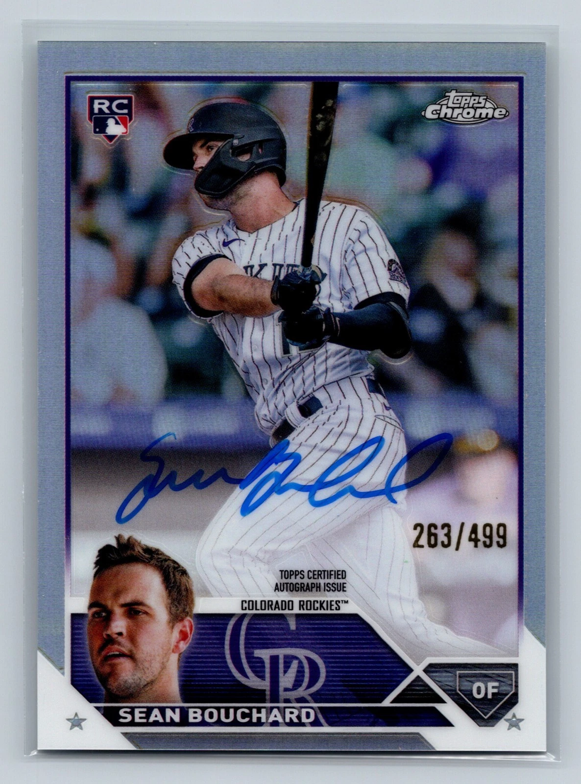Sean Bouchard 2023 Topps Chrome Refractor Auto RC /499 #RA-SB Rockies
