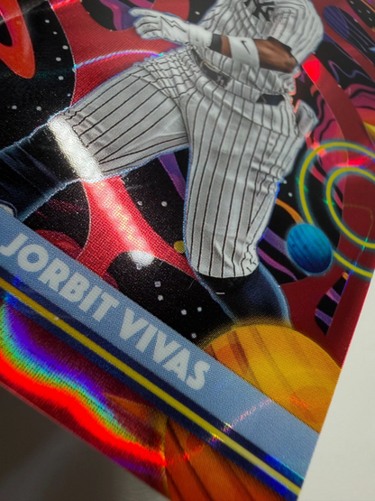 Jorbit Vivas 2025 Topps Chrome Cosmic Red Flare Refractor RC /5 #92 Yankees
