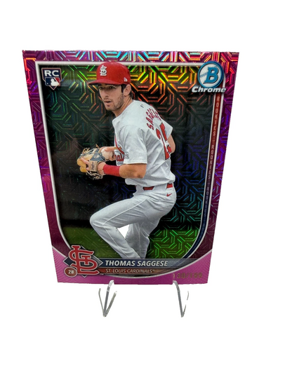 Thomas Saggese 2025 Bowman Chrome Pink Mojo Refractor RC /199 #57 Cardinals