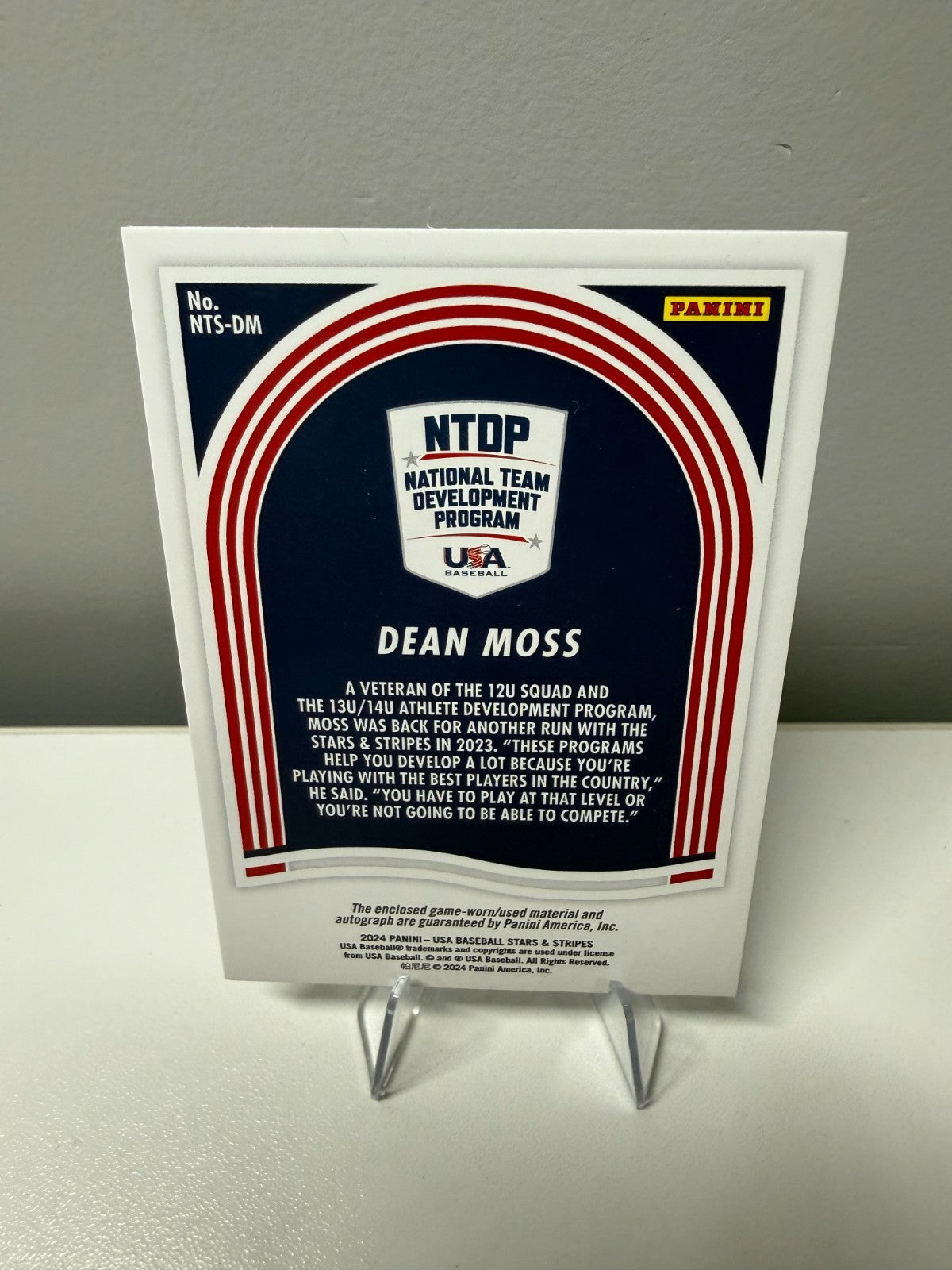 Dean Moss 2024 Panini Stars & Stripes Auto Jersey #NTS-DM USA