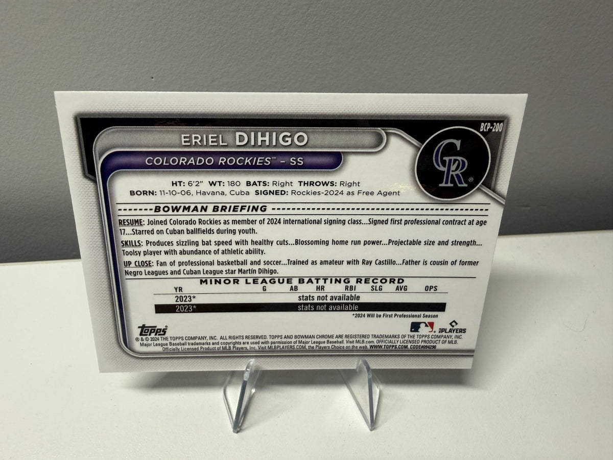 Eriel Dihigo 2024 Bowman Chrome 1st Blue Mojo Refractor /150 #BCP-200 Rockies