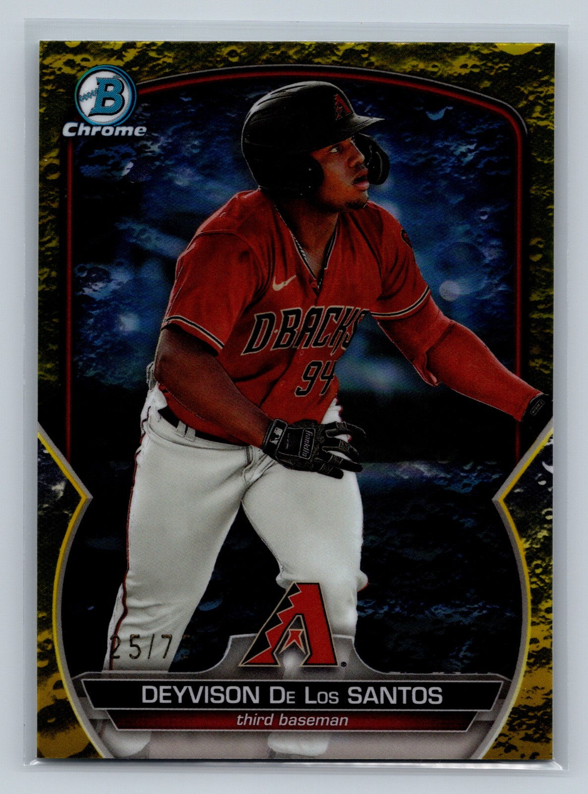 Deyvison De Los Santos 2023 Bowman Draft Chrome Yellow Lunar Refractor /75