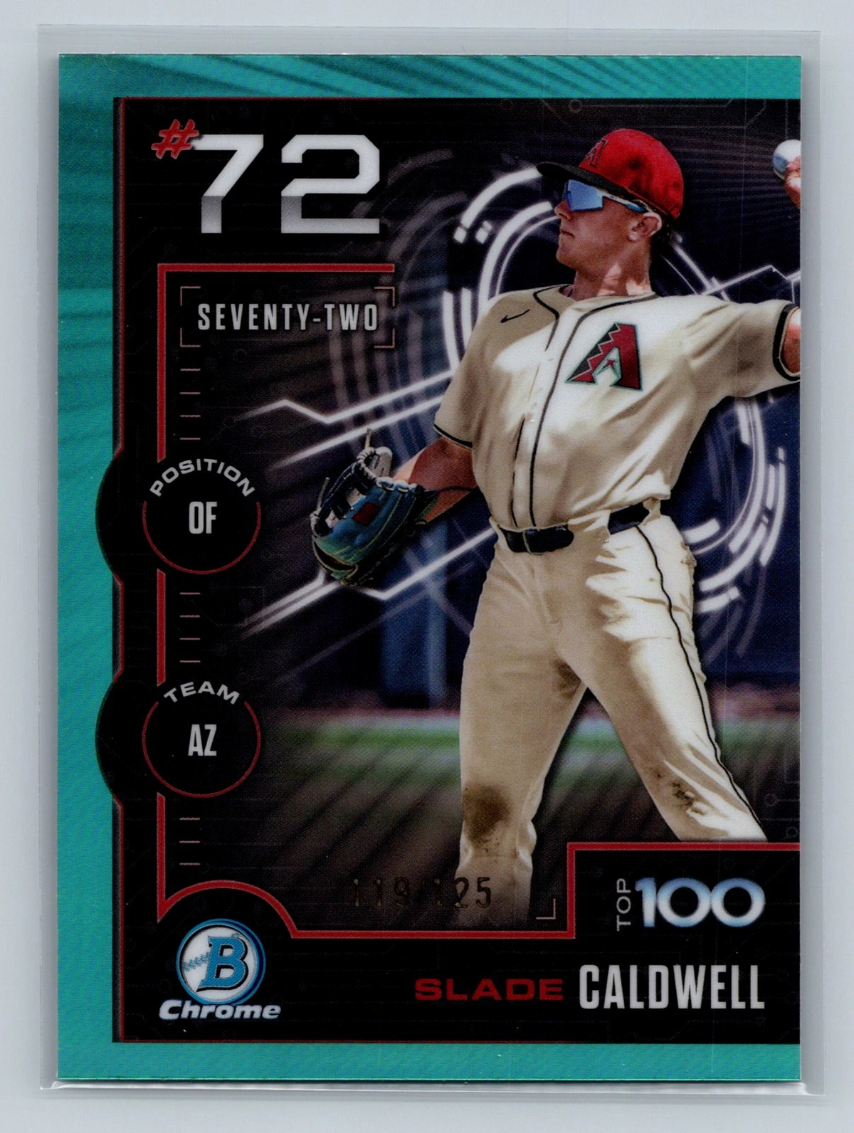 Slade Caldwell 2025 Bowman Scouts Top 100 Aqua Refractor /125 #BTP-72