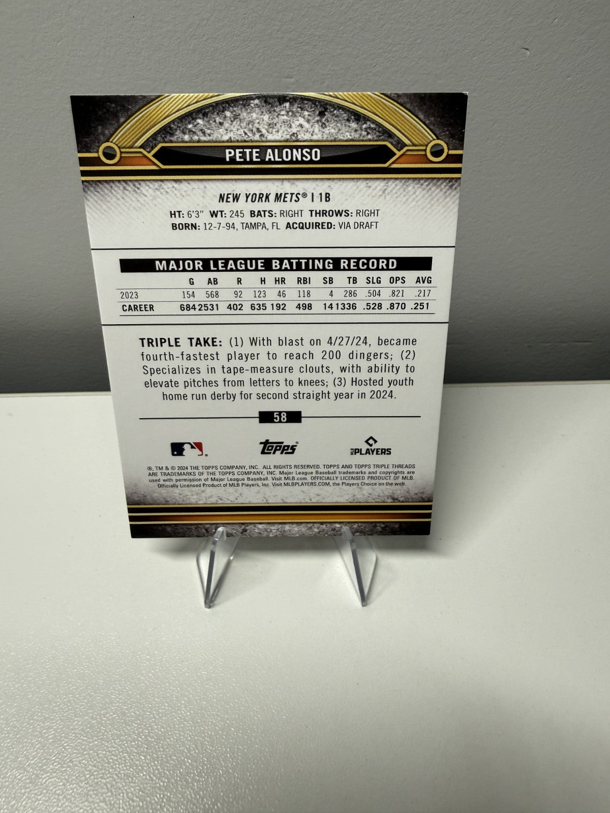 Pete Alonso 2024 Topps Triple Threads Tourmaline /125 #58 Mets