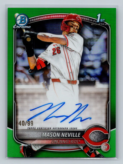 Mason Neville 2025 Bowman Draft Chrome 1st Green Refractor Auto /99 #CPA-MN