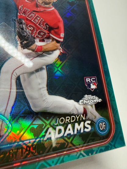 Jordyn Adams 2024 Topps Chrome Logofractor Aqua Refractor RC /199 #145 Angels