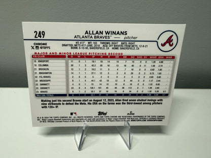 Allan Winans 2024 Topps Chrome Aqua RayWave Refractor RC /199 #249 Braves