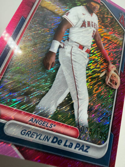 Greylin De La Paz 2024 Bowman Chrome 1st Fuchsia Shimmer Refractor /199 #BCP-181