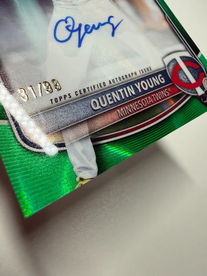 Quentin Young 2025 Bowman Draft Chrome 1st Green Lava Refractor Auto /99 #CPA-QY