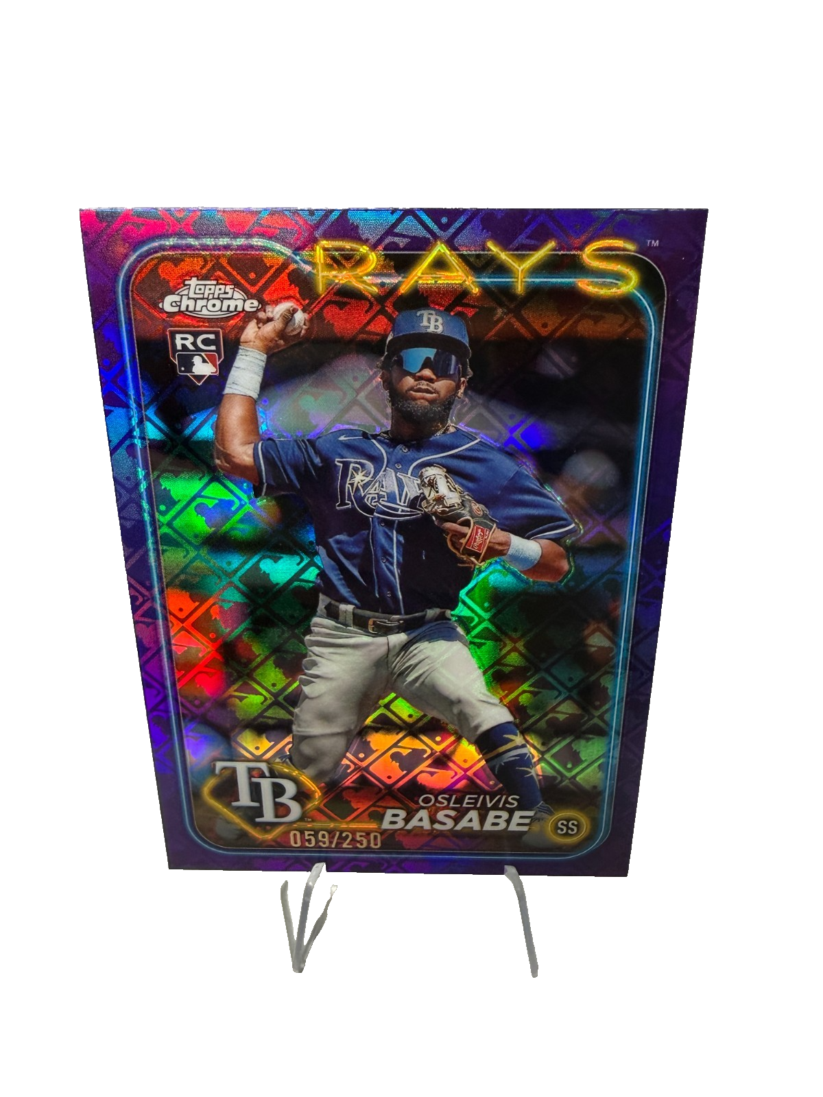 Osleivis Basabe 2024 Topps Chrome Logofractor Purple Refractor /250 #/250 Rays