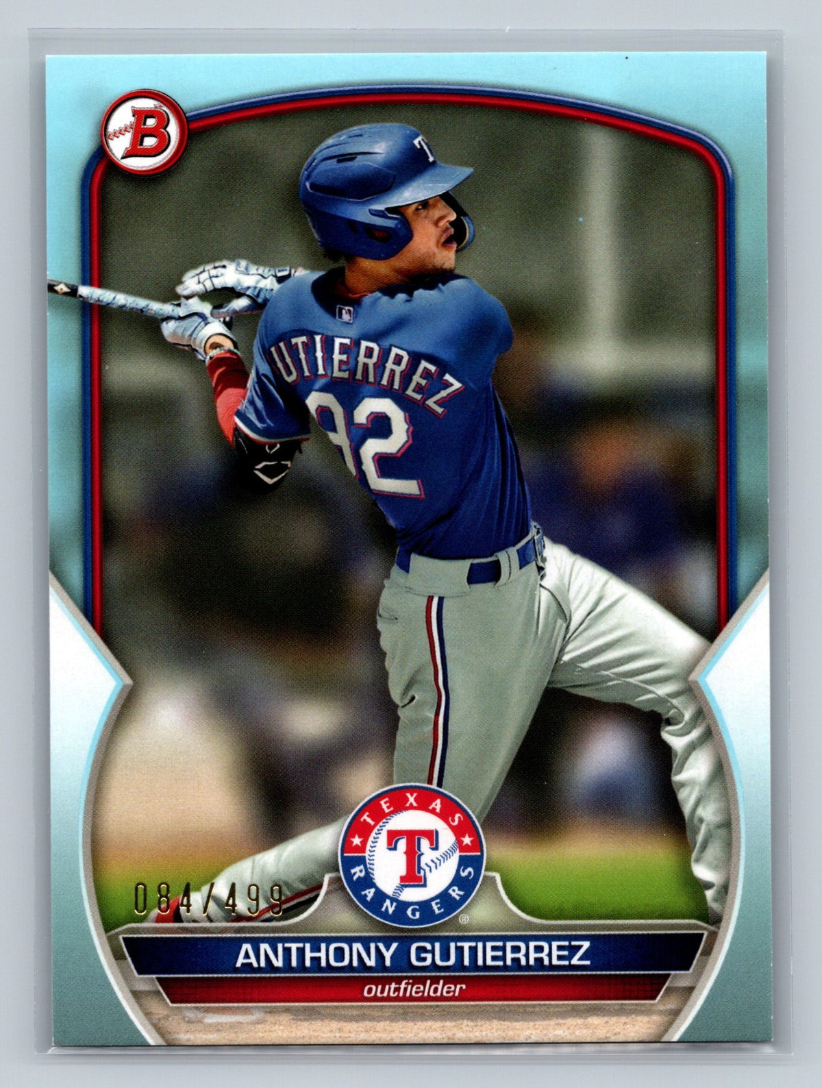 Anthony Gutierrez 2023 Bowman Sky Blue Paper Prospects /499 #BP-85 Rangers