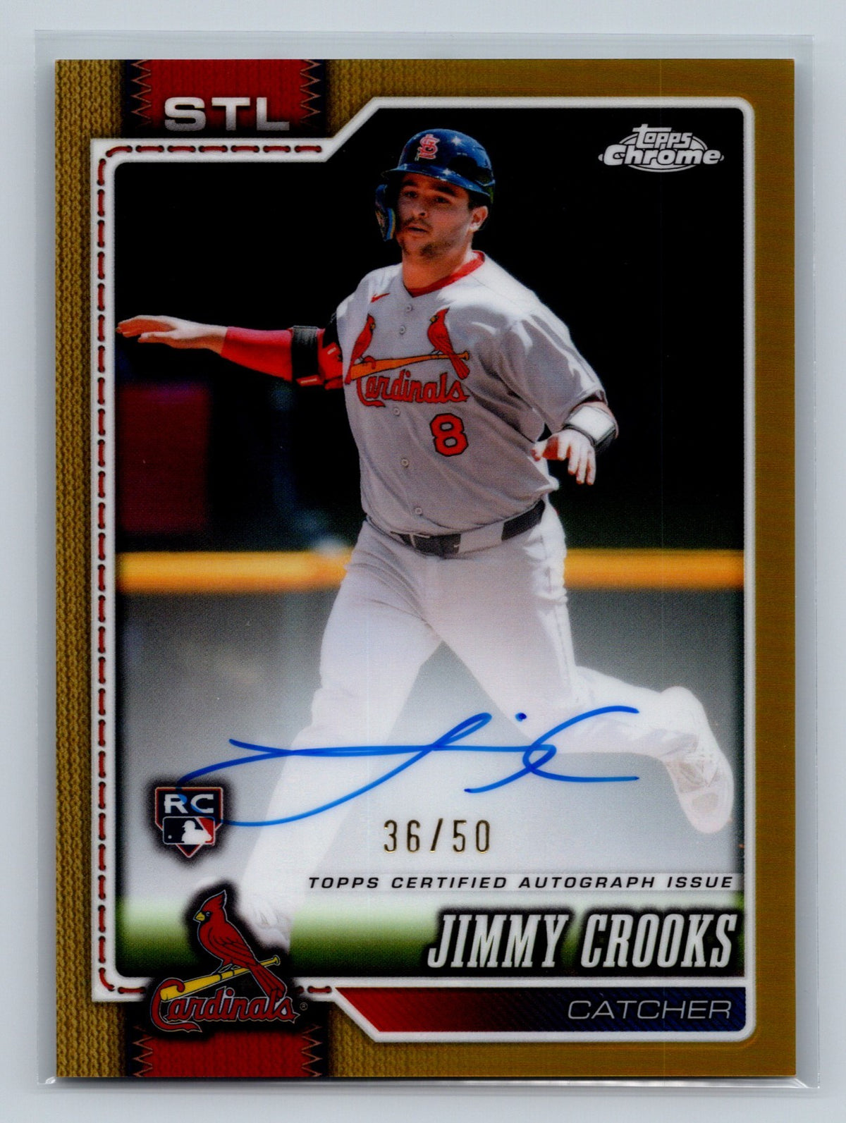 Jimmy Crooks 2026 Topps Chrome Gold Refractor Auto RC /50 #RA-JCR Cardinals