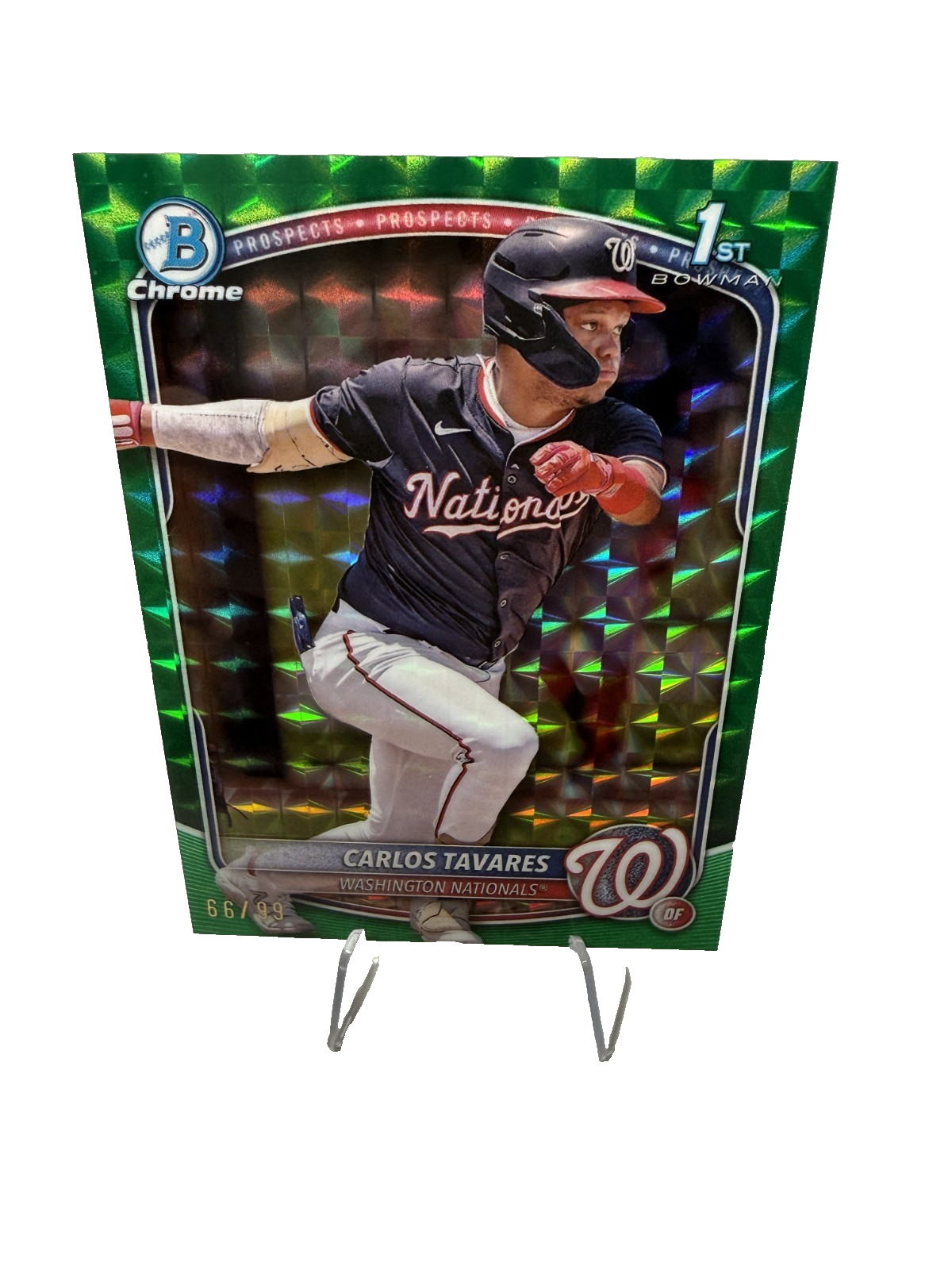 Carlos Tavares 2025 Bowman Chrome 1st Green Geometric Refractor /99 #BCP-28
